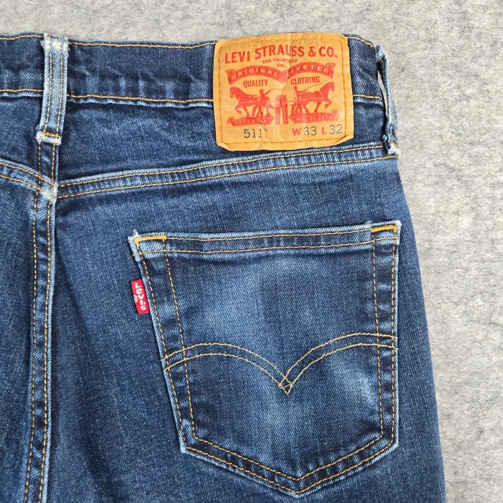 Levi's Mens Blue 511 Slim Fit Stretch Denim Jeans 33x32